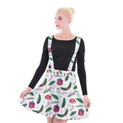 Christmas Background Suspender Skater Skirt by Simbadda