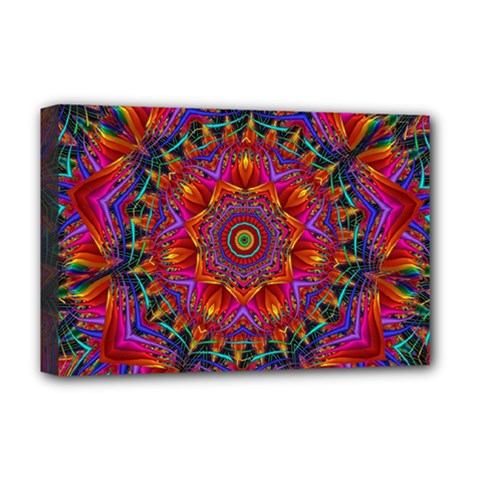 Kaleidoscope Pattern Ornament Deluxe Canvas 18  X 12  (stretched) by Simbadda