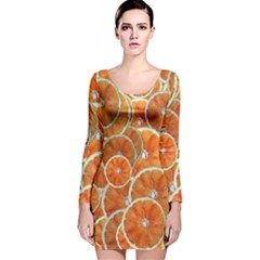 Oranges Background Texture Pattern Long Sleeve Velvet Bodycon Dress by Simbadda