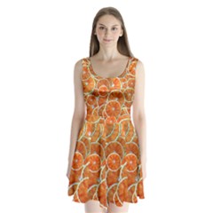 Oranges Background Texture Pattern Split Back Mini Dress  by Simbadda