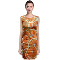 Oranges Background Texture Pattern Sleeveless Velvet Midi Dress by Simbadda