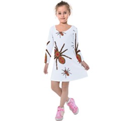 Insect Spider Wildlife Kids  Long Sleeve Velvet Dress by Mariart