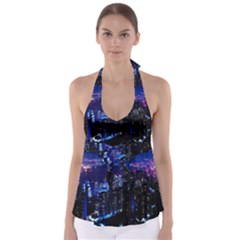 Night City Dark Babydoll Tankini Top by Vaneshart