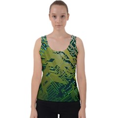 Laptop Computer Technology Leaf Line Green Biology Communication Electronics Illustration Informatio Velvet Tank Top by Vaneshart