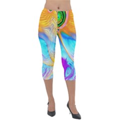 Artwork Digital Art Fractal Colors Lightweight Velour Capri Leggings  by Wegoenart