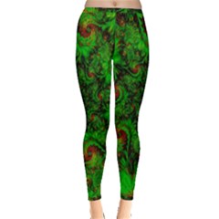 Art Artwork Fractal Digital Art  Green Inside Out Leggings by Wegoenart