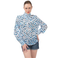 Rain Drops High Neck Long Sleeve Chiffon Top by HelgaScand