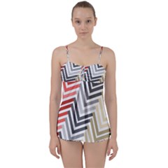 Abstract Colorful Geometric Pattern Babydoll Tankini Set by Vaneshart