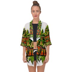 Cannabis Hemp Hashish Illegal Drug Trade Rasta Open Front Chiffon Kimono by Vaneshart