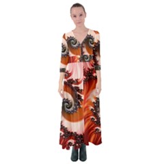 Abstract Fractal Patterns Red Button Up Maxi Dress by Vaneshart