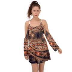 Fractal Patterns Abstract Dark Kimono Sleeves Boho Dress by Vaneshart