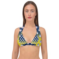 English Breakfast Yellow Pattern Blue Ombre Double Strap Halter Bikini Top by snowwhitegirl