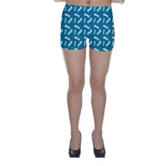 Fish Teal Blue Pattern Skinny Shorts by snowwhitegirl