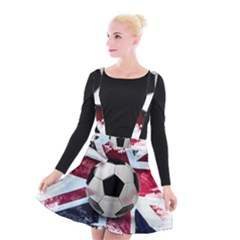 Soccer Ball With Great Britain Flag Suspender Skater Skirt by Vaneshart