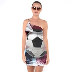 Soccer Ball With Great Britain Flag One Soulder Bodycon Dress by Vaneshart