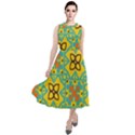 Flowers in squares pattern                                                  Round Neck Boho Dress View1