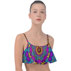 Fern  Mandala  In Strawberry Decorative Style Frill Bikini Top by pepitasart