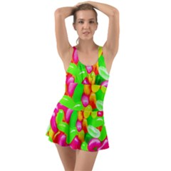 Vibrant Jelly Bean Candy Ruffle Top Dress Swimsuit by essentialimage