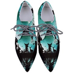 Litte Fairy With Deer In The Night Women s Pointed Oxford Shoes by FantasyWorld7