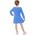 Surfer Pattern Kids  Long Sleeve Velvet Dress View2