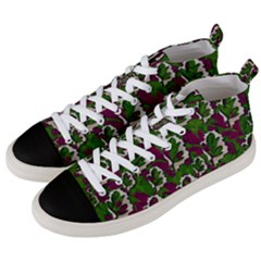 Green Fauna And Leaves In So Decorative Style Men s Mid-top Canvas Sneakers by pepitasart