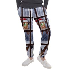 Funny Giraffe  With Christmas Hat Looks Through The Window Men s Jogger Sweatpants by FantasyWorld7