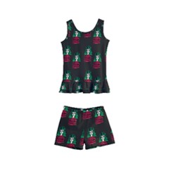 Girl With Green Hair Pattern Brown Kids  Boyleg Swimsuit by snowwhitegirl