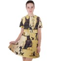 Anubis The Egyptian God Pattern Short Sleeve Shoulder Cut Out Dress  View1