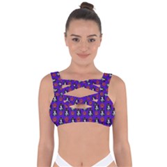 Girl Flower Pattern Royal Blue Bandaged Up Bikini Top by snowwhitegirl