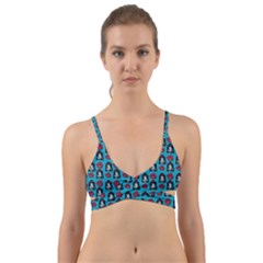 Girl Flower Pattern Blue Wrap Around Bikini Top by snowwhitegirl