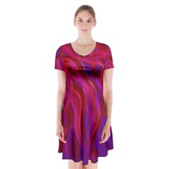 Background Texture Pattern Short Sleeve V-neck Flare Dress by Wegoenart