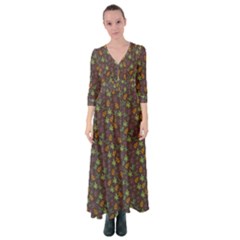 Tribal Leaves House Art Tribal Art Button Up Maxi Dress by Wegoenart