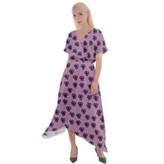 Pansies Pink Pattern Cross Front Sharkbite Hem Maxi Dress by snowwhitegirl