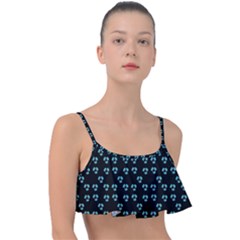 Aqua Pansies Frill Bikini Top by snowwhitegirl