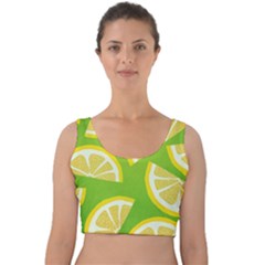 Lemon Fruit Healthy Fruits Food Velvet Crop Top by Wegoenart