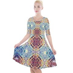 Pattern Quarter Sleeve A-line Dress by Sobalvarro