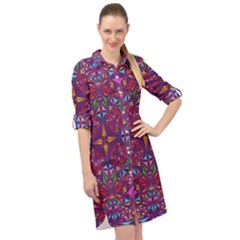 Kaleidoscope  Long Sleeve Mini Shirt Dress by Sobalvarro