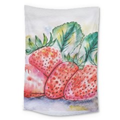 Strawberry Watercolor Figure Large Tapestry by Wegoenart