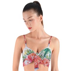 Strawberry Watercolor Figure Woven Tie Front Bralet by Wegoenart