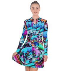 Abstract Flower Painting Long Sleeve Panel Dress by Wegoenart