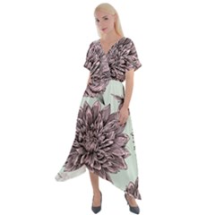 Flowers Cross Front Sharkbite Hem Maxi Dress by Sobalvarro