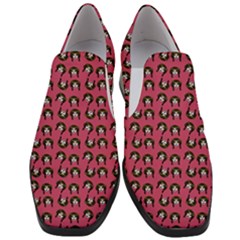 Retro Girl Daisy Chain Pattern Pink Women Slip On Heel Loafers by snowwhitegirl