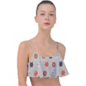 Cat Faces Pattern Frill Bikini Top View1