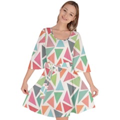 Colorful Triangle Vector Pattern Velour Kimono Dress by Vaneshart