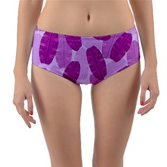 Exotic Tropical Leafs Watercolor Pattern Reversible Mid-waist Bikini Bottoms by Vaneshart