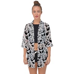 Panda Pattern Open Front Chiffon Kimono by Vaneshart