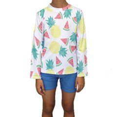 Vector Seamless Pattern With Pineapples Kids  Long Sleeve Swimwear by Vaneshart