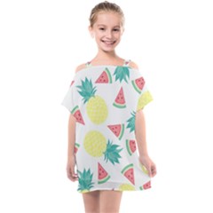 Vector Seamless Pattern With Pineapples Kids  One Piece Chiffon Dress by Vaneshart