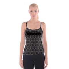 Hexagon Black Background Spaghetti Strap Top by Vaneshart