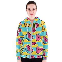 Summer Fruits Patterns Women s Zipper Hoodie by Vaneshart